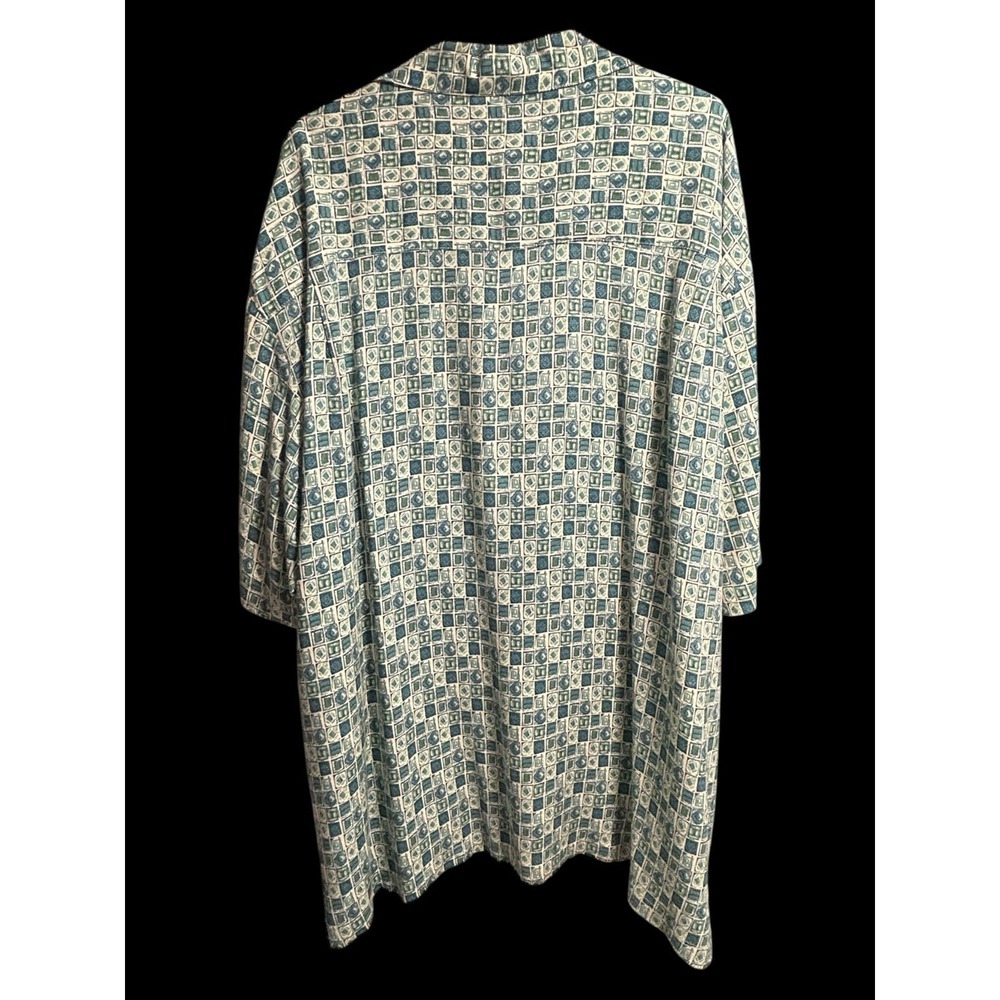 Island Blue Green Hawaiian Shirt 100% Rayon Green Pattern Button Down Shirt XXL - Picture 2 of 7